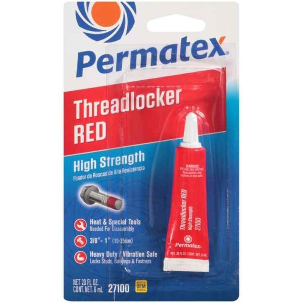 Permatex® 27100 High Strength Threadlocker Red, 6 Ml