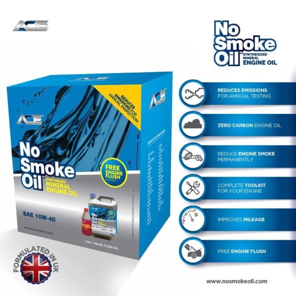 NO SMOKE OIL© SAE 10W-40 Zero Carbon With 500ml Ace Flush Oil