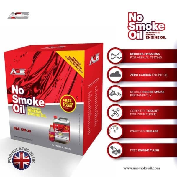 NO SMOKE OIL© SAE 05W-30 Zero Carbon With 500ml Ace Flush Oil