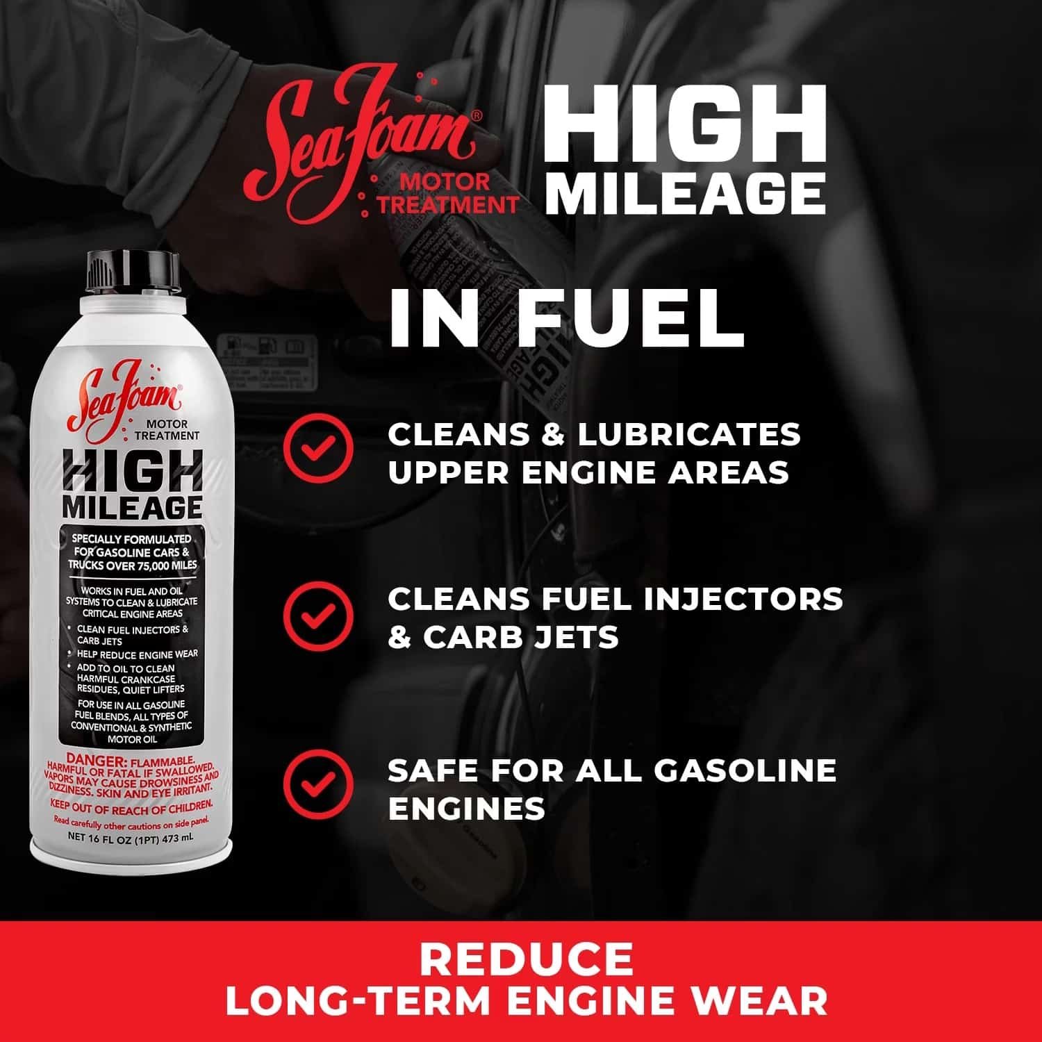 Sea Foam High Mileage Motor Treatment (SEA-HM16) Pack Of 4 - Image 3